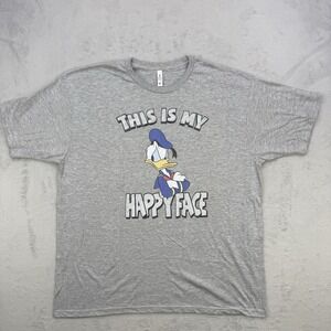Zuni Donald Duck This is My Happy Face T Shirt Mens 2XL Grey Disney Graphic